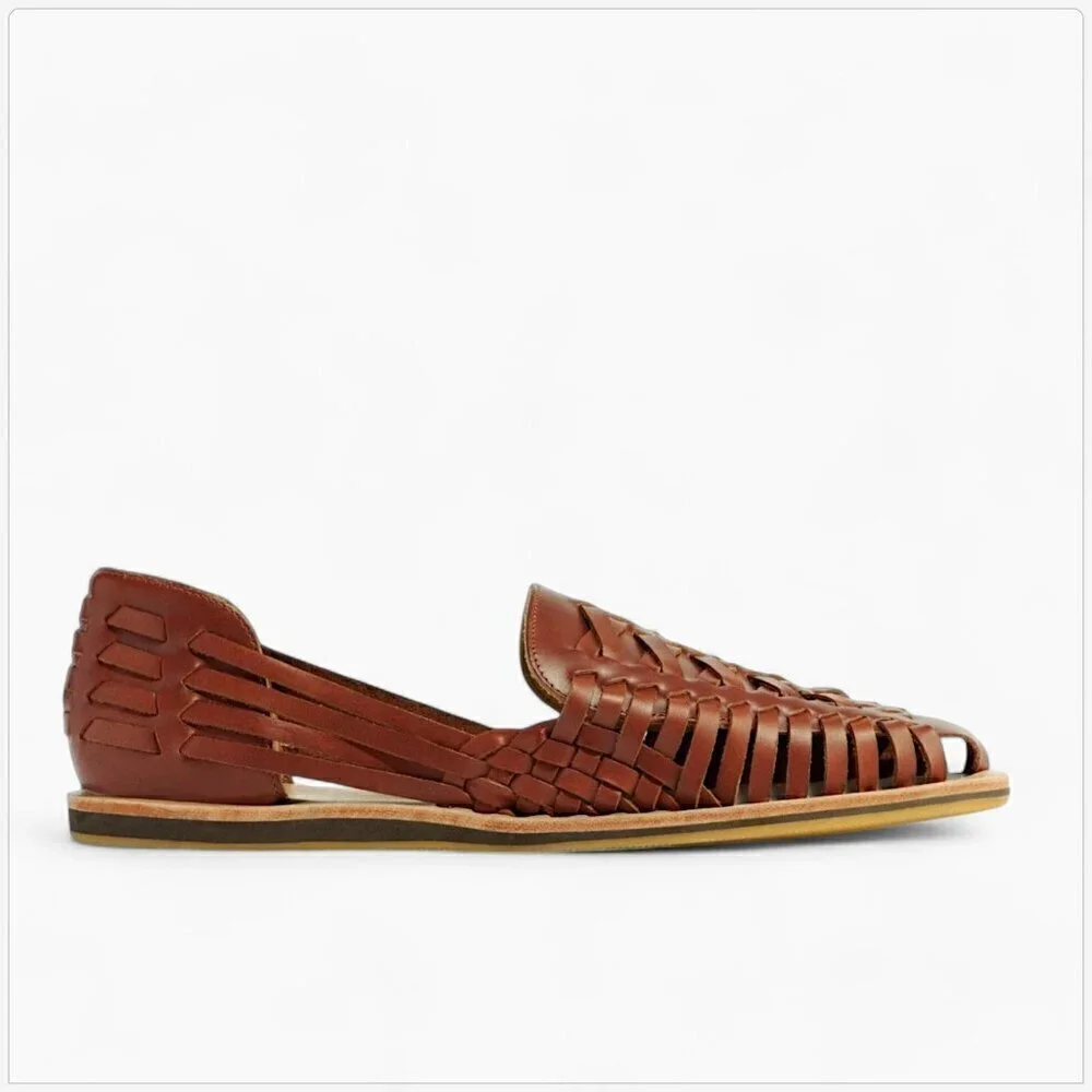 Nisola Men's Brown Huarache Sandals Leather Hand Woven Summer New NIB 11.5